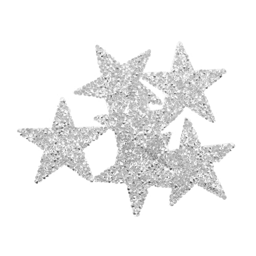 DIYEAH 6 Stück Teiliges Strass Stern Aufnäher zum Aufbügeln Selbstklebend Funkelnde Applikationen für DIY Kleidung Reparatur Vielseitig für Textilien und Leder Silberfarben von DIYEAH