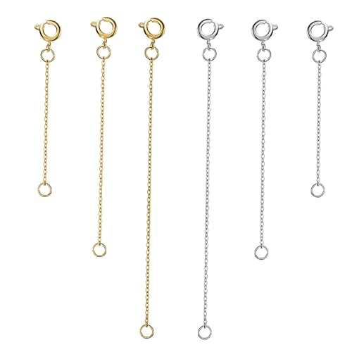 DIYEAH 6 Stück Teiliges Verlängerungskettchen mit Karabinerverschluss Armband Halskettenverlängerung für Damen Gold Weißgoldfarben Robust Antiallergisch Vielseitig Einsetzbar DIYEAH 6 Stück Teiliges Verlängerungskettchen mit Karabinerverschluss Armband Halskettenverlängerung für Damen Gold Weißgoldfarben Robust Antiallergisch Vielseitig Einsetzbar von DIYEAH