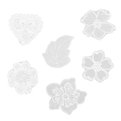 DIYEAH 6 Stück Teiliges Weiße Spitzenblumen Patches für Diy Applikationen Handgefertigte Stickerei Aufnäher für Kreative Kleidungsdekoration Vielseitig Einsetzbar Zufälliger Stil von DIYEAH