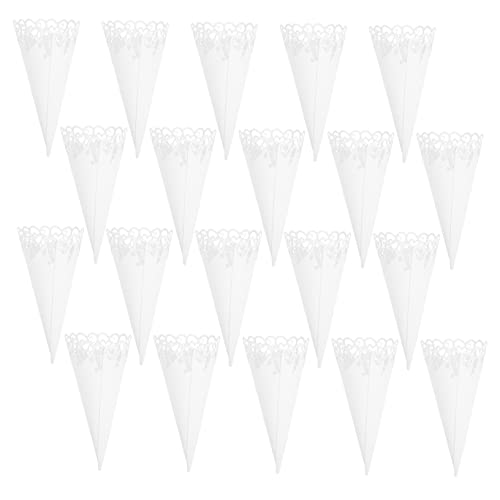 DIYEAH 60 Stk Papierbrunnen Konfetti-Kegel aus Kraftpapier Konfetti-Papierkegel Hochzeitskegel Eiscreme-Dekor hochzeitsdeko hohle Konfetti-Kegel Blütenkegel Blütenblatt Blumenpapier Weiß von DIYEAH