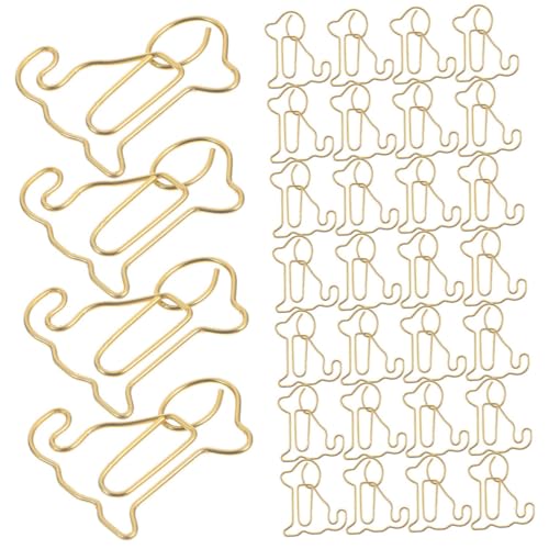 DIYEAH 60 Stück Niedliche Büroklammer Büroklammern Aus Draht Papierverschlüsse Neuartige Büroklammern Hund Geformte Dokumentclips Lesezeichen-clips Hundförmige Papierhalter Golden Metall von DIYEAH