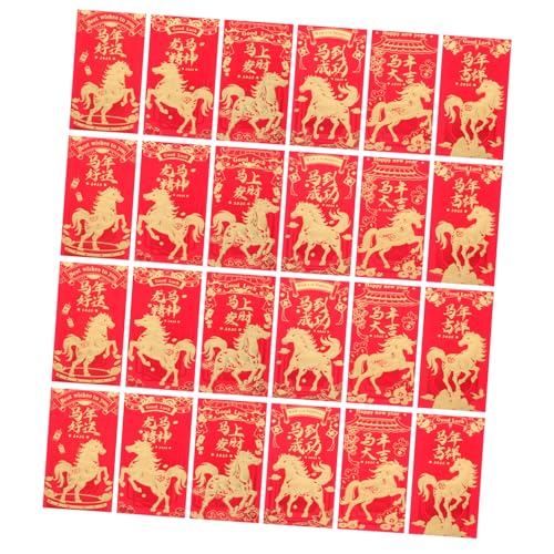 DIYEAH 60 Stück Rote Umschläge Jahr Des Pferdes mit Goldprägung Chinesische Neujahrs-hong Bao für Frühlingsfest Hochzeit Geburtstag Robuste Papierumschläge für Bargeldgeschenke von DIYEAH