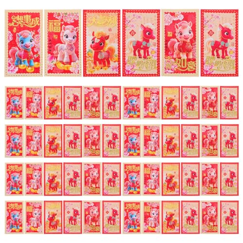 DIYEAH 60 Stück Teiliges Chinesische Rote Umschläge Jahr Des Pferdes Bunte Cartoon lucky money pakete Große Kapazität Langlebiger Druck für Lunar Year Feier DIYEAH 60 Stück Teiliges Chinesische Rote Umschläge Jahr Des Pferdes Bunte Cartoon lucky money pakete Große Kapazität Langlebiger Druck für Lunar Year Feier von DIYEAH
