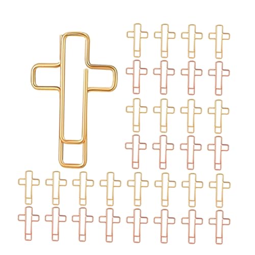 DIYEAH 60 Stück Teiliges Kreuz-design Büroklammer aus Metall Langlebige Planer Dokumenten-clips für Bibel Tagebuch Büro und Schule Praktische und Spirituelle Organisationshilfe in Gold von DIYEAH