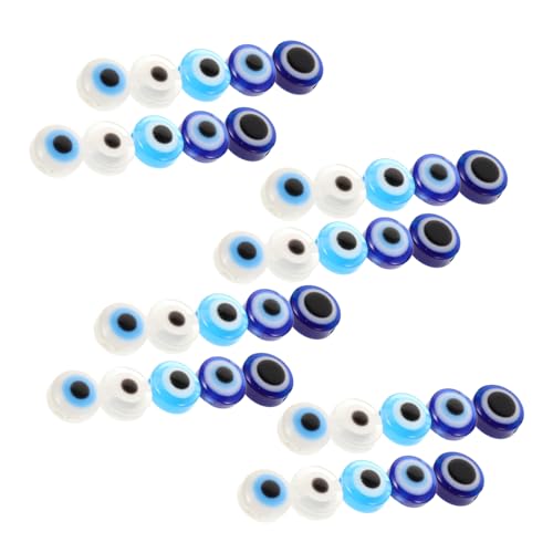 DIYEAH 60 Stück Türkischer Augenschmuck Böses Auge Glasperlen Perle Des Bösen Blicks Flache Perlen Für Die Schmuckherstellung Ohrringe Mit Bösem Blick Blaue Perlen Des Bösen Blicks Acryl von DIYEAH