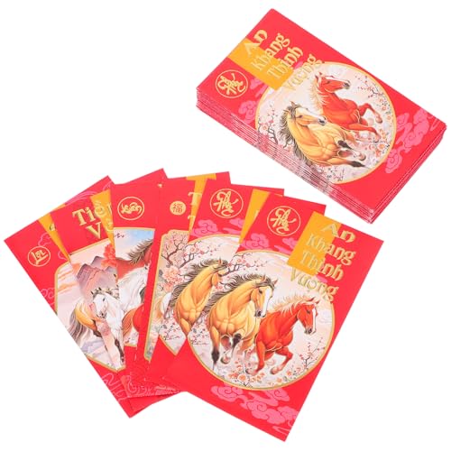 DIYEAH 60 Stück Vietnamesische Neujahrs Rotumschläge Jahr Des Pferdes Papier Rotumschläge für Bargeld Traditionelle Frühlingsfest Geldumschläge mit Vietnamesischem Design von DIYEAH