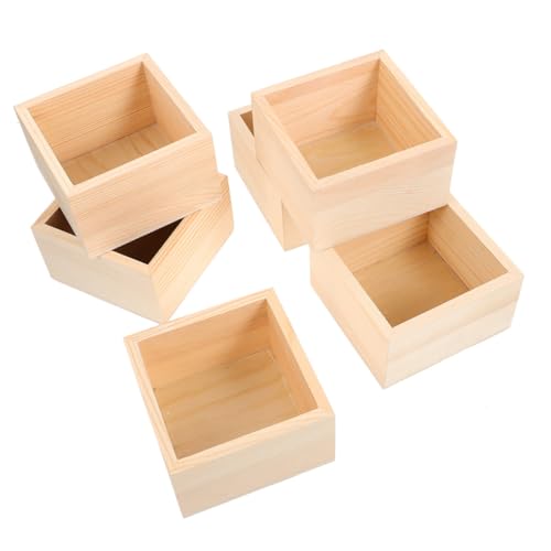 DIYEAH 6Er-Packung Aufbewahrungsbox aus Holz ohne Deckel storage boxes aufbwahrungs-box Holzbox für Bastelbedarf Schmuckablage faltbar Korb Aufbewahrungsbox für Schmuck Schmuckhalter von DIYEAH
