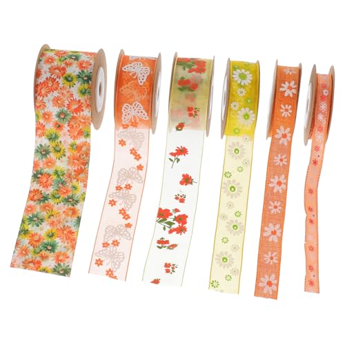 DIYEAH 6Rollen Schneidbares Geschenkband mit Blumenmuster Multifunktionales Bastelband pro für DIY Projekte Hochzeiten Festivals und von DIYEAH