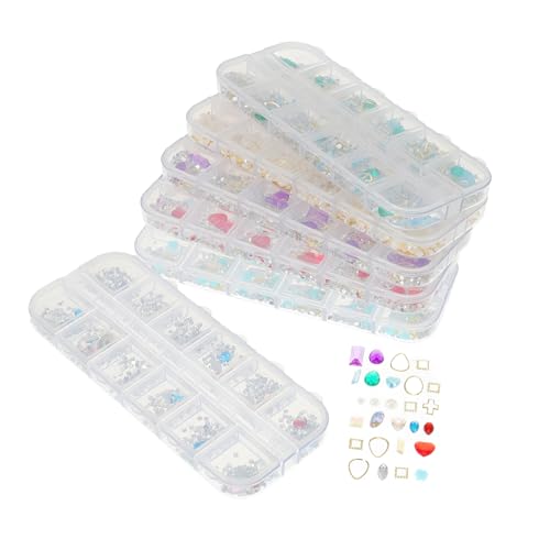 DIYEAH 6er Box Maniküre Strasssteine Boxen mit Fächern Glitzernde Rhinestones und Perlen für DIY Nageldesign für Salon und Zuhause Vielseitige Dekoration für Nägel Handys und Mehr von DIYEAH