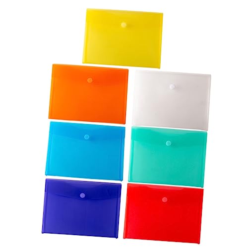 DIYEAH 7 Stück Teiliges Dokumentenmappe Wiederverwendbare Sichttaschen mit Druckknopfverschluss Bunte Aktenordner für Optimale Aufbewahrung von Wichtigen Unterlagen von DIYEAH