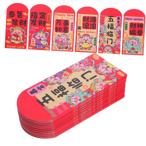 DIYEAH 72 Stück Jahr Des Pferdes Rote Umschläge aus Dickem Papier Lunar Year Envelopes mit Traditionellem Chinesischem Design für Frühlingsfest und Festliche Geldgeschenke von DIYEAH
