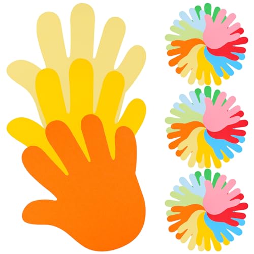 DIYEAH 72 Stück Teiliges Farbige Papier Ausschnitte Fingerabdruckform Kreative Bastelidee für Dekoration von Klassenzimmern Spielräumen und Kinderzimmern von DIYEAH