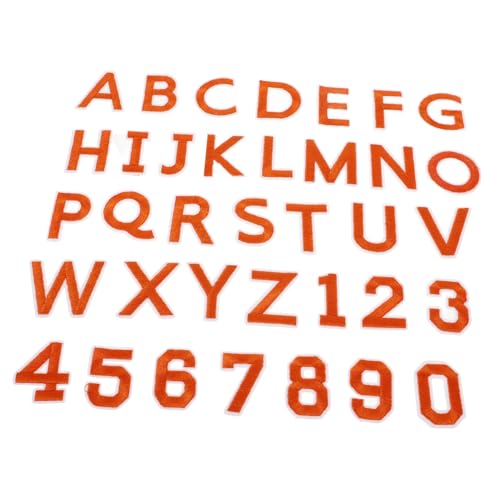 DIYEAH 72 Stück Teiliges Farbigen Buchstaben und Zahlen Patches Aufbügelbare Bestickte Applikationen für Kleidung Hüte Socken und Jeans DIY Zubehör Orange A Z von DIYEAH