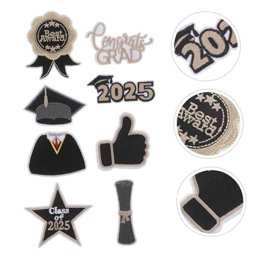 DIYEAH 8 Stück Teiliges Aufbügel Patch Schwarz Gold Graduation Bestickte Applikationen für Kleidung Hüte Taschen Langlebige Diy Stoffaufnäher für Absolventen DIYEAH 8 Stück Teiliges Aufbügel Patch Schwarz Gold Graduation Bestickte Applikationen für Kleidung Hüte Taschen Langlebige Diy Stoffaufnäher für Absolventen von DIYEAH