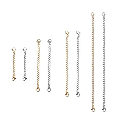 DIYEAH 8 Stück Teiliges Kettenverlängerung Verstellbare Halskettenverlängerung mit Karabinerverschluss für Armband und Schmuckherstellung Goldene Silberne von DIYEAH