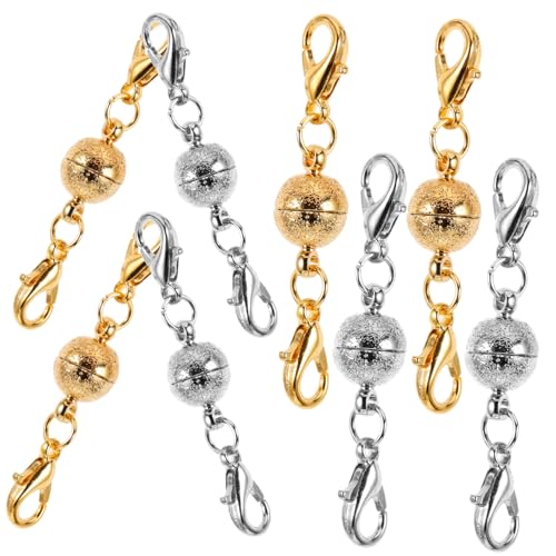 DIYEAH 8 Stück Teiliges Magnetischer Schmuckverschluss aus Mattiertem Runde DIY Kettenverlängerung für Armbänder und Halsketten Einfache Installation Praktische Verbindung für von DIYEAH