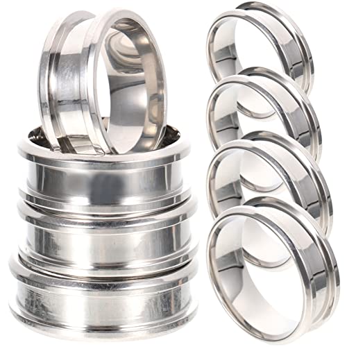DIYEAH 8 Stücke Ringrohlinge in Silber Glatte Rillenringe für Herren Schmuck Bastelbedarf Verstellbare Fingerringe Schmuckherstellung Zubehör von DIYEAH