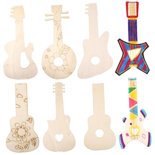 DIYEAH 8 Stück Teiliges Unvollendete Holzgitarren Ausschnitte Verschiedene Formen DIY Bastelmaterial für Partydekorationen Geburtstage Tanzveranstaltungen von DIYEAH