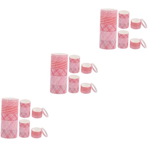 DIYEAH 9 Sätze Kariertes Washi Tape Streifen Farben Papier Klebeband Sammelalbum Band Für Journaling Maskierung Geschenkbänder Scrapbook-diy-klebebänder Japanisches Papier Rosa von DIYEAH