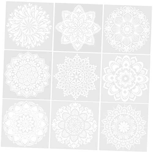 DIYEAH 9 Stück Malvorlage schablonen für wandbemalung schablonen für wandmalerei malerzubehör Wandkunst Mandala Malschablonen Graffiti -Schablone Malschablonen aus Kunststoff Plastik Weiß von DIYEAH
