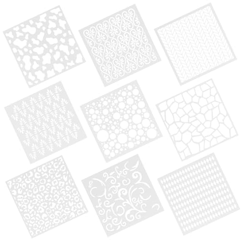 DIYEAH 9 Stück Teiliges Geometrische Malschablonen Wiederverwendbare Schablonen für Kreative Diy Projekte Geeignet für Scrapbooking Karten Wandgestaltung und Mehr von DIYEAH