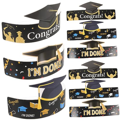 DIYEAH 9 Stück Teiliges Papier Diy Doktorhut Verstellbare Graduation Caps für Abschlussfeier Leichte Stabile Party Dekoration für Schulabschluss und Kreative Bastelprojekte von DIYEAH