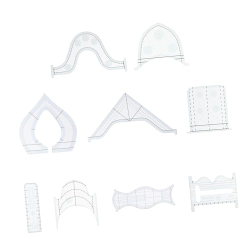 DIYEAH 9Stücke Teiliges Patchwork Lineal Abnormale Formen für Quilting und Vielseitig Einsetzbare Schablonen für DIY Projekte und Handarbeiten von DIYEAH