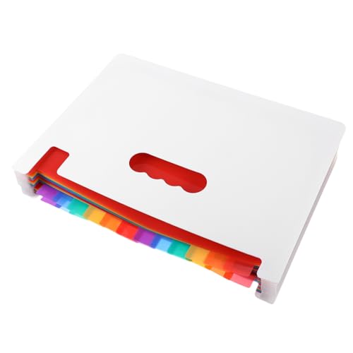 DIYEAH Akkordeon Aktenordner Tragbare Datei Organizer Tasche mit Fächern für Unterlagen Vielseitiger Faltordner für Büro Schule und Reisen Weiß mit Regenbogenfarben von DIYEAH