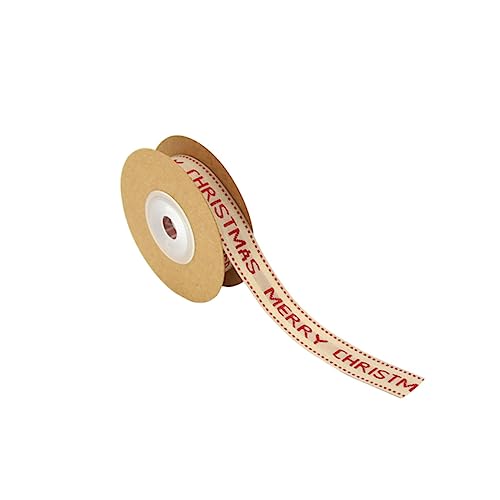 DIYEAH Baumwolle-leinen Weihnachtsband Wiederverwendbar Weihnachtliche Geschenkverpackung DIY Dekoration Festliches Geschenkband mit Merry Christmas Aufdruck für Party und Zuhause von DIYEAH