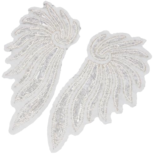 DIYEAH Bestickter Flügel Aufnäher zum Aufnähen Langlebiger Pailletten wing Patch Dekorativ für Kleidung Hüte Kostüme Leichtes DIY Zubehör für Damen Silberfarben von DIYEAH