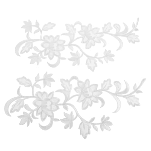 DIYEAH Blumensticker Blume Patches Zum Aufnähen Bestickte Spitzenblumenapplikation Blütenblumenanwendungen Gestickte Blumenapplikationen Blumen-eisen Auf Applikation Weiß Stickerei von DIYEAH