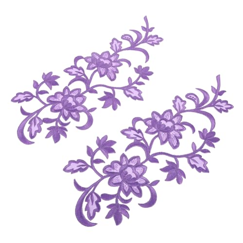 DIYEAH Blumensticker Stickerei Applikation Aufnäher Blumenform Stoff Stickerei Applqiues gestickte Blumenapplikationen Patches Spitzenstickerei-Applikationen Violett von DIYEAH
