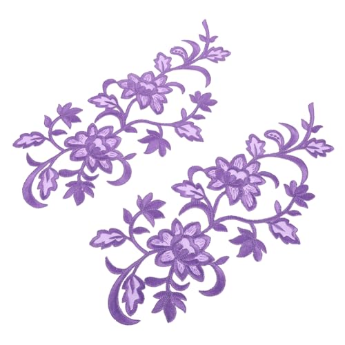 DIYEAH Blumensticker gestickte Blumenflecken gestickte Blumenapplikationen Patches Blumengestickte Sew Applique Reparatur Blumenflicken zum Aufbügeln Apliques Bordados Stickerei Violett von DIYEAH