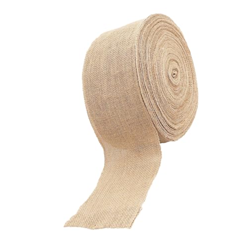 DIYEAH Breites Juteband aus Natürlichem Leinengarn mit Umsäumten Kanten Robustes Geschenkband für Rustikale Hochzeit Deko DIY Bastelprojekte Party Geschenkverpackungen Vielseitig Innen von DIYEAH