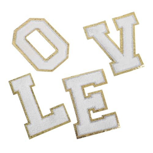 DIYEAH Chenille Alphabet Aufnäher zum Aufbügeln Weiß mit Glitzer Umrandung Polyester Buchstaben Patches Love für DIY Kleidung Hüte Taschen Langlebige Weiche Applikationen für Jacken und DIYEAH Chenille Alphabet Aufnäher zum Aufbügeln Weiß mit Glitzer Umrandung Polyester Buchstaben Patches Love für DIY Kleidung Hüte Taschen Langlebige Weiche Applikationen für Jacken und von DIYEAH