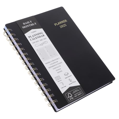 DIYEAH Coil-Monatsplaner Agenda zeitmanagement Hausaufgabenplaner Datumsloser Planer Stundenplaner undatiert Tagesplaner Notizblock Planer für Männer Terminkalender Papier Black von DIYEAH