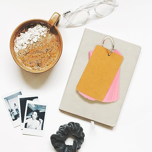 DIYEAH Diy Blanko Vokabelkarten Bücher mit Ring Handliche Notizkarten Hellblau Weiß Hellgelb und Orange für Schüler Aufzeichnungen und Planung von DIYEAH