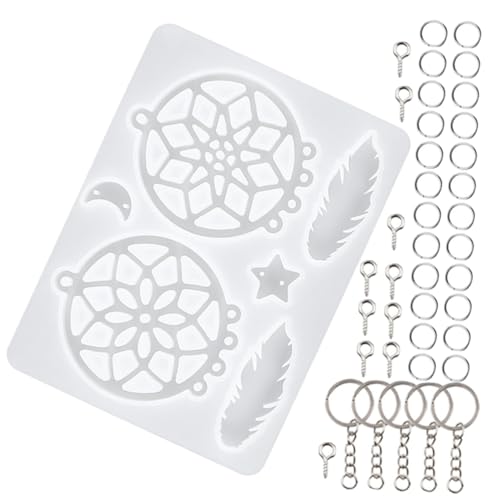 DIYEAH Diy Silikonform Gießform Teilig Flexible Harz Mold für Wanddeko Schlüsselanhänger Anhänger mit Platz für Perlen Glitzer Trockenblumen Einfach zu Reinigen von DIYEAH
