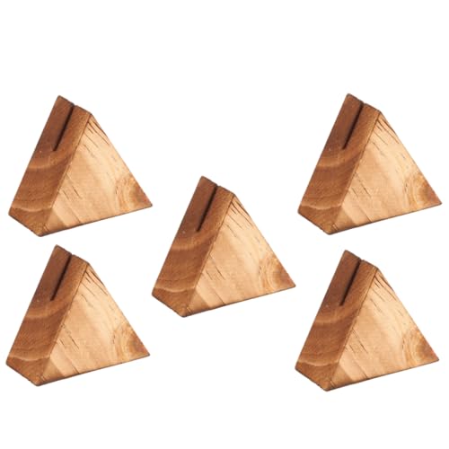 DIYEAH Einzigartige Visitenkartenhalter Aus Holz in Dreiecksform 5-teiliger Schreibtischkartenhalter Eleganter Notizkartenständer Zur Dekoration von DIYEAH