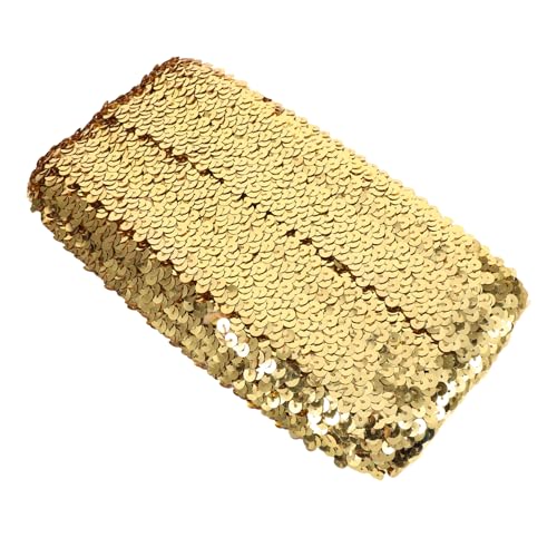 DIYEAH Elastisches Paillettenband Hellgold Dehnbarer Sequin Trim für Bekleidungszubehör Diy Kleidung Verzierungen Reihig Verwendbar Taillenbänder für Näharbeiten von DIYEAH