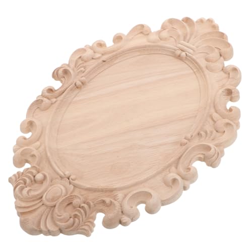 DIYEAH Europäische Holzschnitzdekoration Holzverzierungen Für Möbel Holz Geschnitzte Wanddekoration Holz -onlay -applikationen Runde Schnitzereien Möbelabziehbilder Schnitzen Beige von DIYEAH