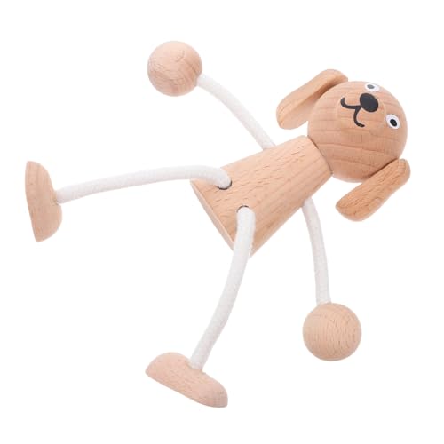 DIYEAH Farbiges Holzspielzeug Holzhund DIY Holzspielzeug Hundefigur Unbehandeltes Holz Puppen Unbehandeltes Holz Tierornament Holzwelpe Holztiere Welpenhandwerk Khaki von DIYEAH
