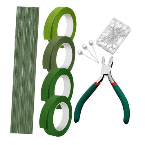 DIYEAH Floristenwerkzeug mit Grünem Floristendraht und Klebeband Flexibles Blumenbindematerial für festliche Blumenarrangements und Handsträuße Bastelzubehör für Floristen von DIYEAH