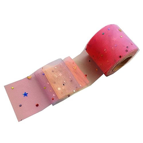 DIYEAH Gazeband Schleife Glitzervorhang Schillernde Partydekorationen Körper Glitzer Ballongirlande Gesichtsglitzerfestival Mit Kleber Regenbogen Glitzerstoff Weißer Tüllstoff Rosy von DIYEAH