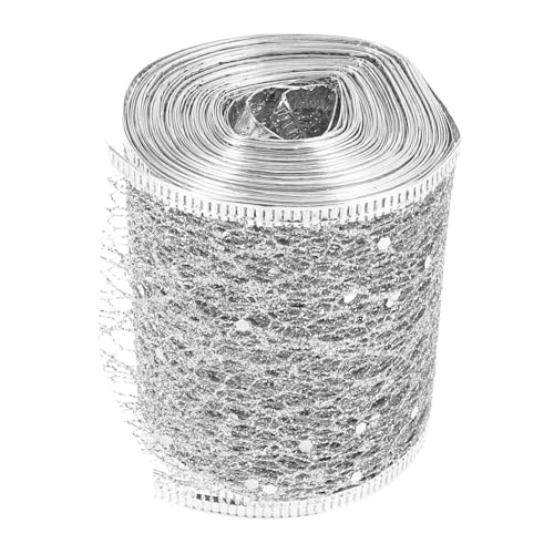 DIYEAH Glitzerndes Netzband Dekoratives Mehrzweck geschenkband mit Hohldesign Silbernes Bastelband für Partydeko Geschenkverpackung Weihnachts DIY dekoration von DIYEAH