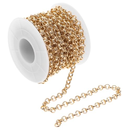 DIYEAH Goldfarbene Aluminium O kette Glatte Oberfläche Robuste DIY Schmuckkette für Handwerk Vielseitige Metallkette für Kleidung Taschen und Accessoires von DIYEAH