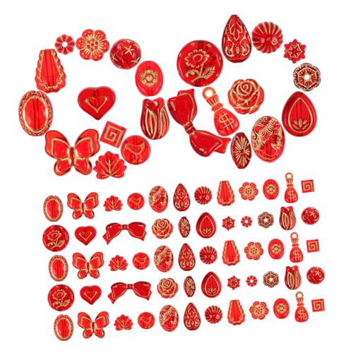DIYEAH Handgefertigtes Schmuckzubehör -Schichtperlen Vintage Blumenperlen durchscheinende Perlen klare Perlen zur Schmuckherstellung Plastik rot von DIYEAH