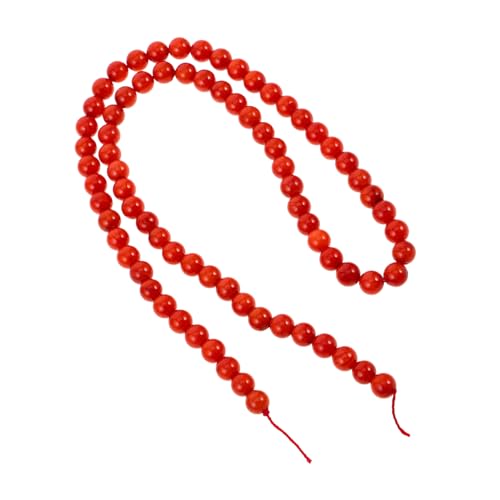 DIYEAH Handpattkoralle Abstandshalter lose Perlen Schmuck Abstandsperlen runde gefrostete Perlen lose Abstandsperlen für Schmuck Urlaub runde rot von DIYEAH