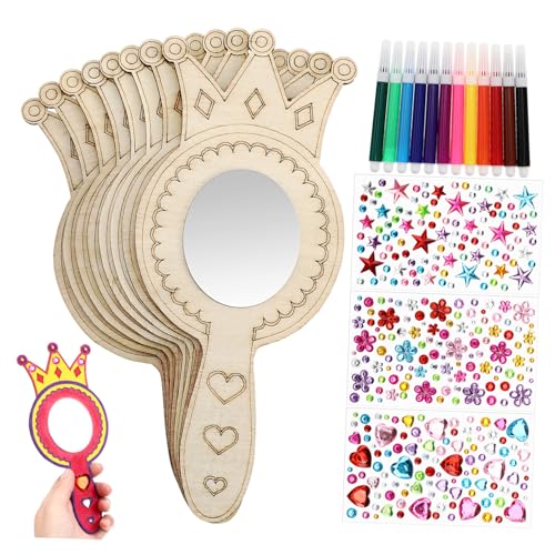 DIYEAH Holz Handspiegel für Teiliges DIY Bastelset mit Kronenform Wasserfeste Farbstifte Bunte Strassaufkleber Bastelspielzeug für Mädchen Prinzessin Geburtstagsdeko DIYEAH Holz Handspiegel für Teiliges DIY Bastelset mit Kronenform Wasserfeste Farbstifte Bunte Strassaufkleber Bastelspielzeug für Mädchen Prinzessin Geburtstagsdeko von DIYEAH