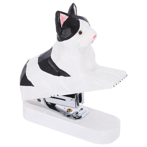 DIYEAH Holz Tier Hefter Mini Kreativer Stapler Katzenform Handgeschnitzt Dekorativer Hefter für Büro und Schule Niedliches Schreibwarenzubehör für Erwachsene von DIYEAH